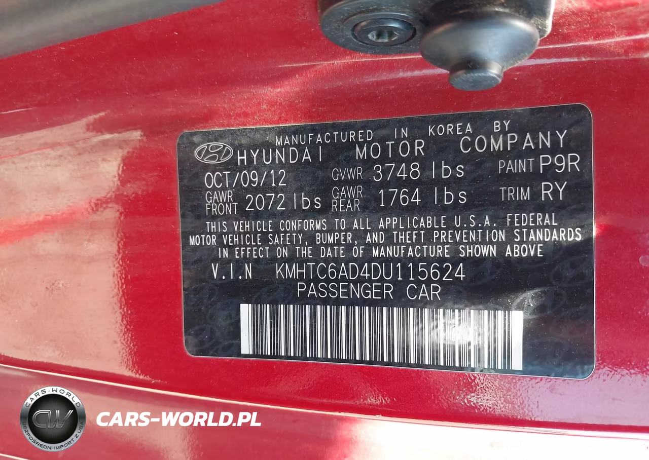 2013 Hyundai Veloster Base W-Black VIN:KMHTC6AD4DU115624 - 9