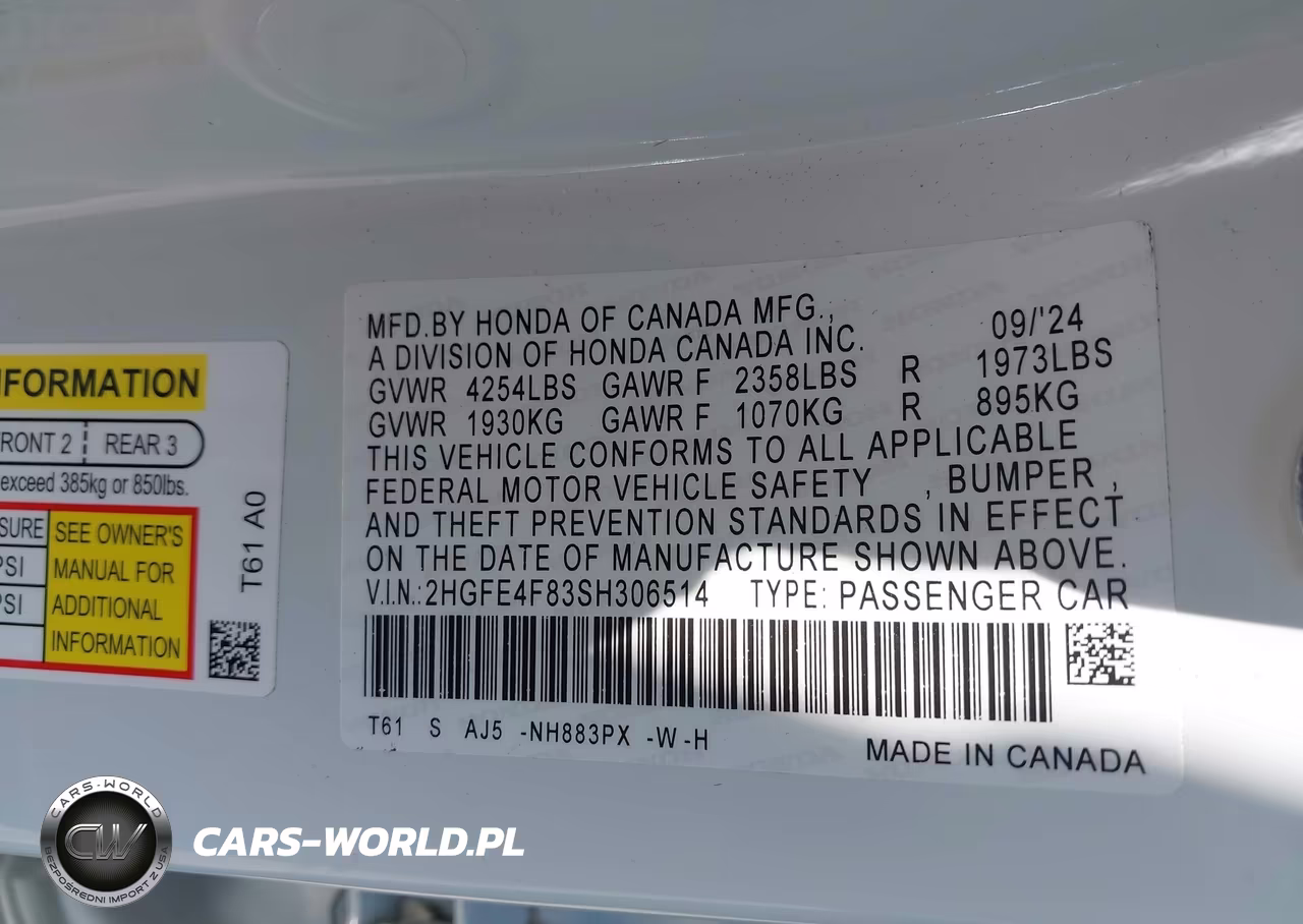 2025 Honda Civic Hybrid Sport-Sport Touring VIN:2HGFE4F83SH306514 - 9