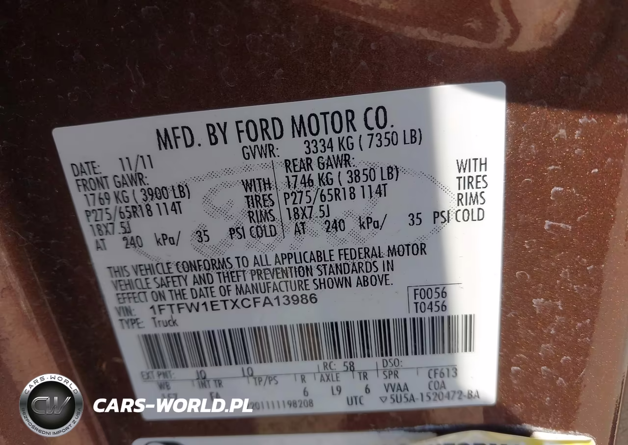 2012 Ford F-150 Lariat VIN:1FTFW1ETXCFA13986 - 9