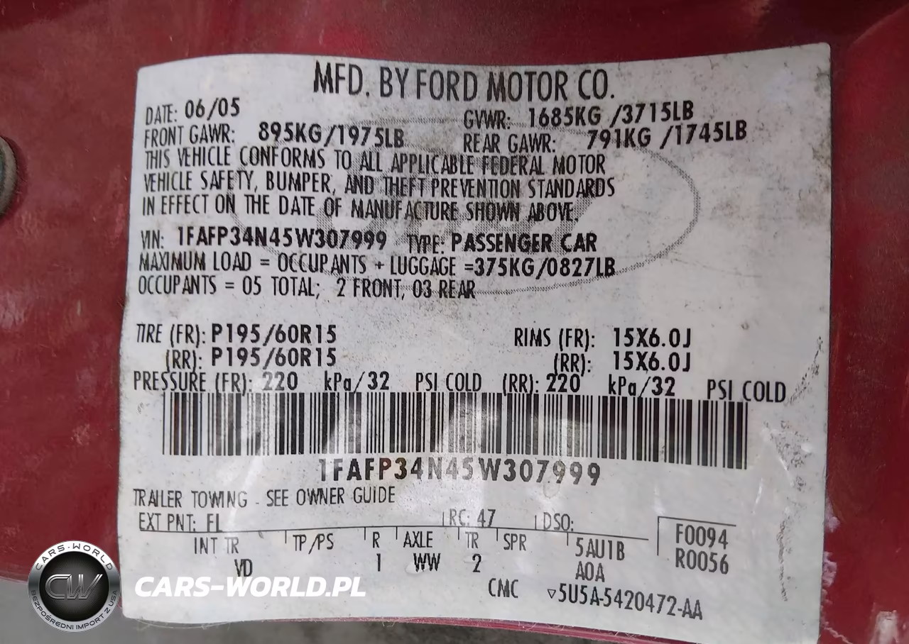 2005 Ford Focus Zx4 VIN:1FAFP34N45W307999 - 9