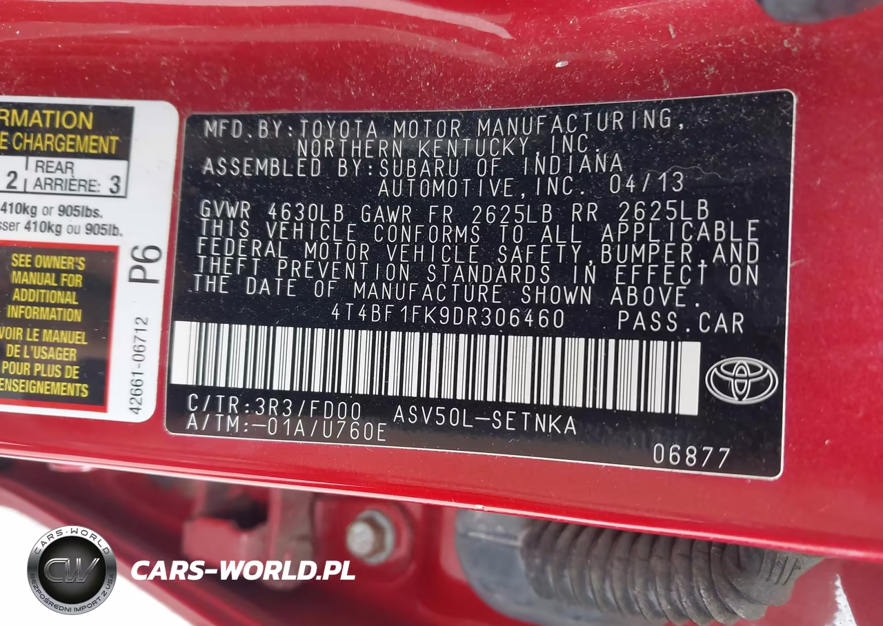 2013 Toyota Camry Le VIN:4T4BF1FK9DR306460 - 9