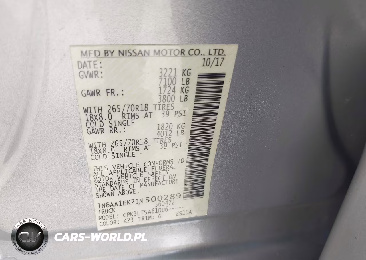 2018 Nissan Titan Sv VIN:1N6AA1EK2JN500289 - 9