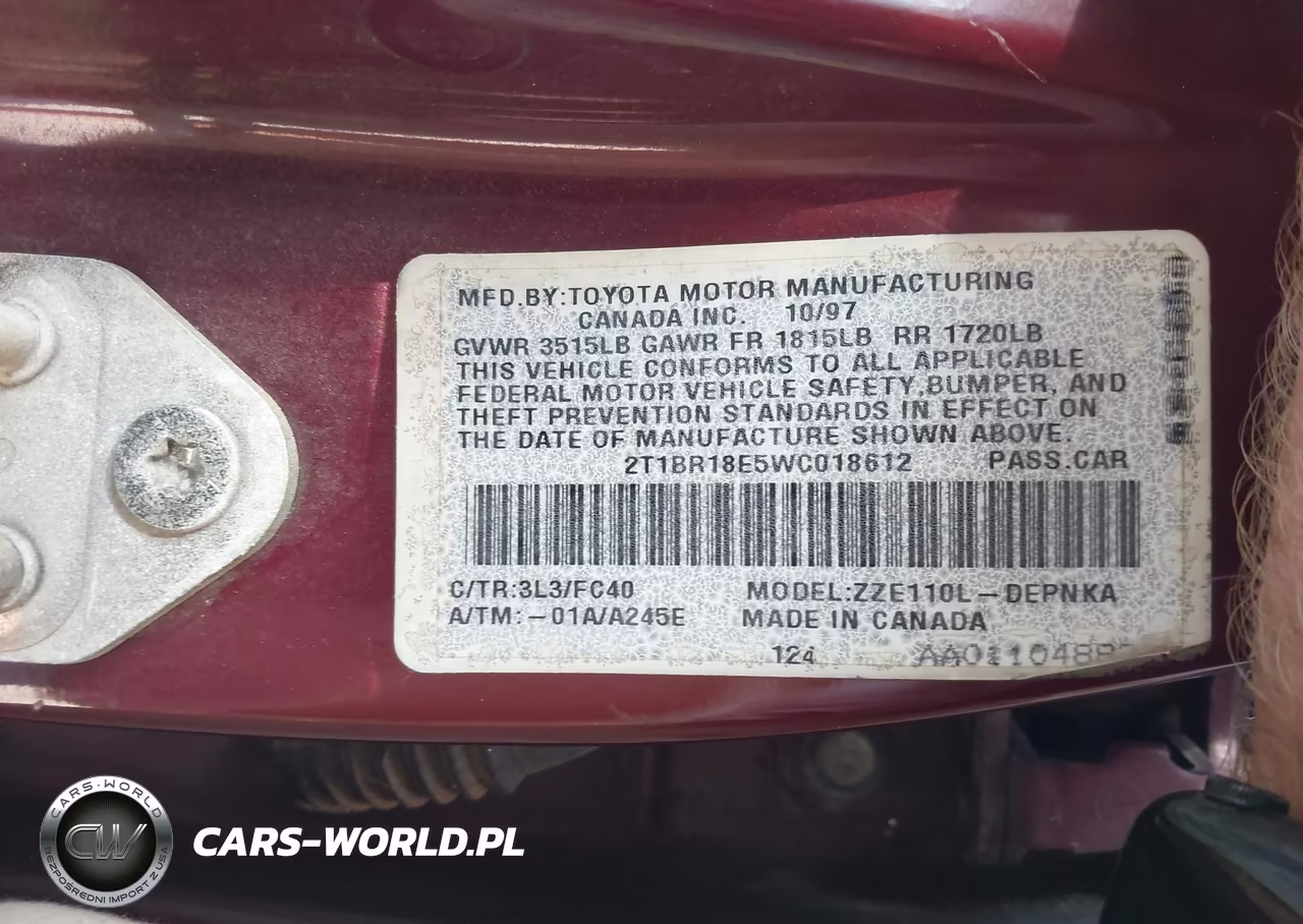 1998 Toyota Corolla Le VIN:2T1BR18E5WC018612 - 9