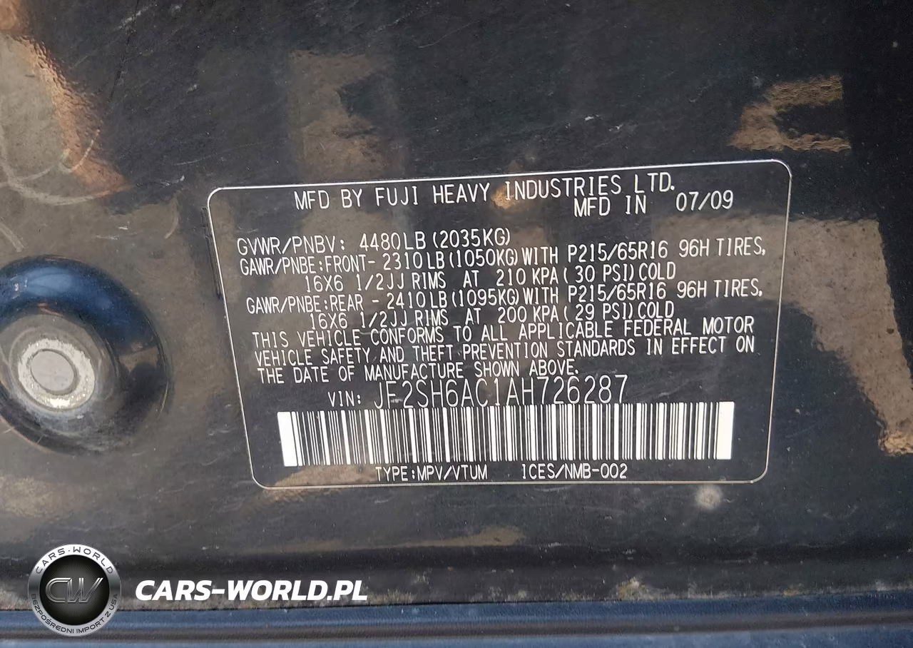 2010 Subaru Forester 2.5X VIN:JF2SH6AC1AH726287 - 9