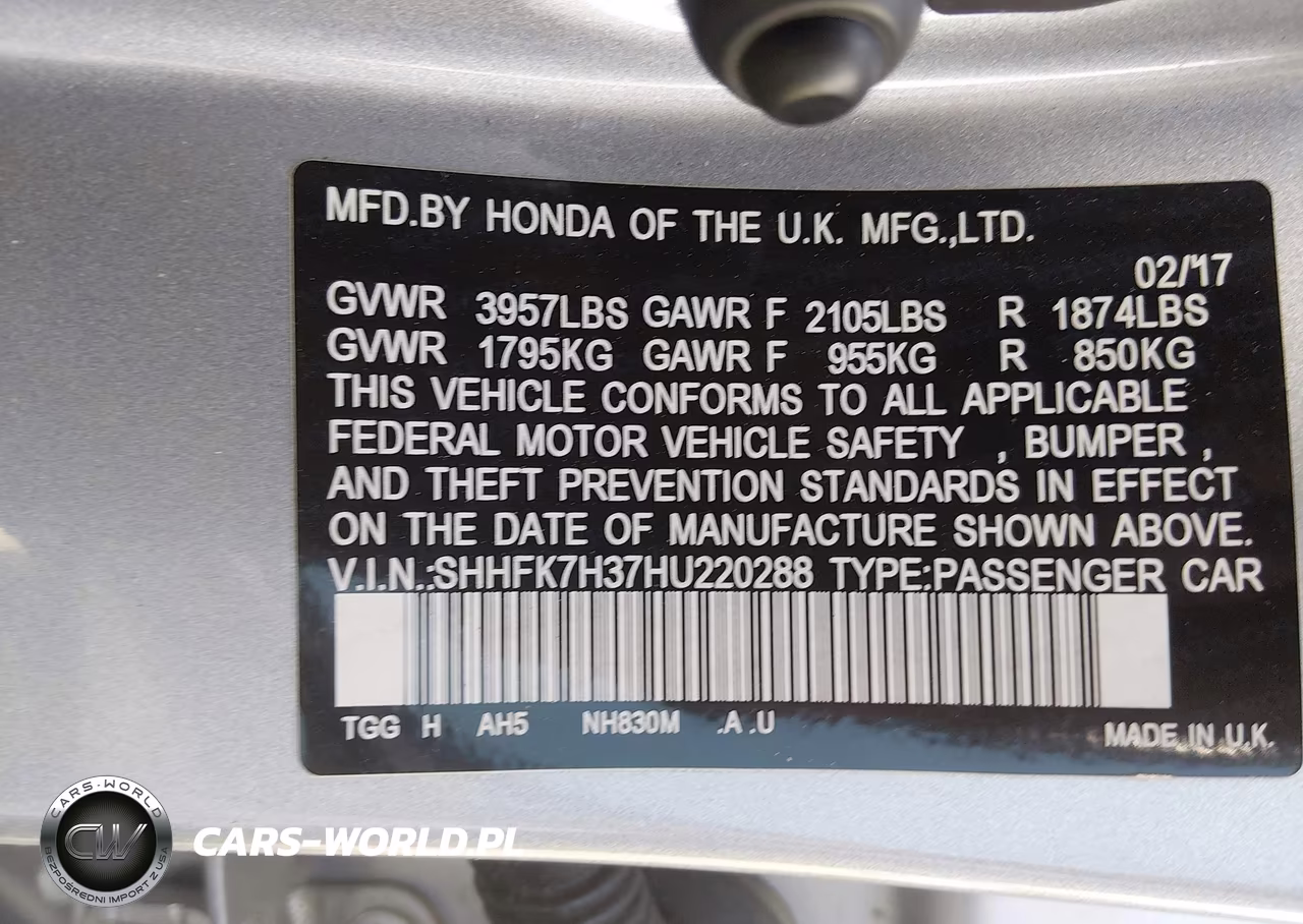 2017 Honda Civic Lx VIN:SHHFK7H37HU220288 - 9