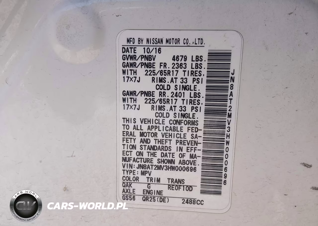 2017 Nissan Rogue Sv VIN:JN8AT2MV3HW000696 - 9