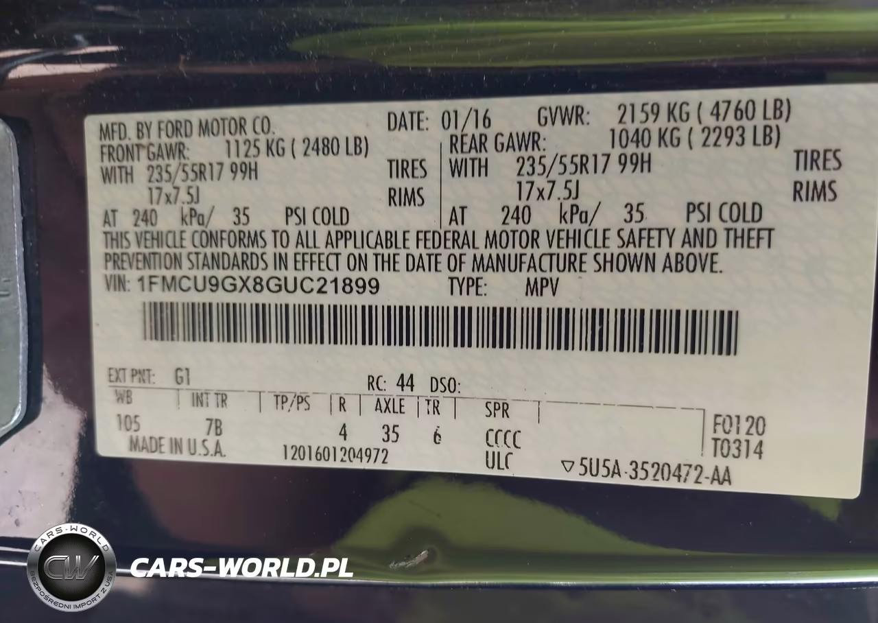 2016 Ford Escape Se VIN:1FMCU9GX8GUC21899 - 9
