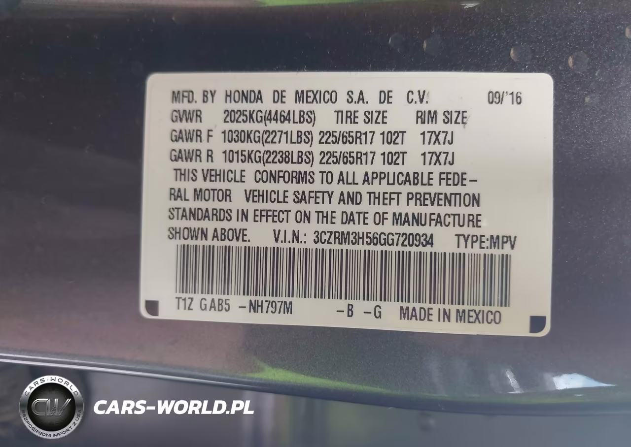 2016 Honda Cr-V Ex VIN:3CZRM3H56GG720934 - 9