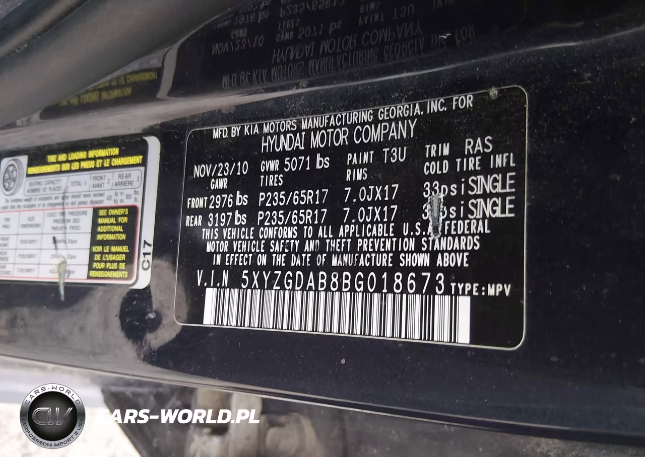 2011 Hyundai Santa Fe VIN:5XYZGDAB8BG018673 - 9