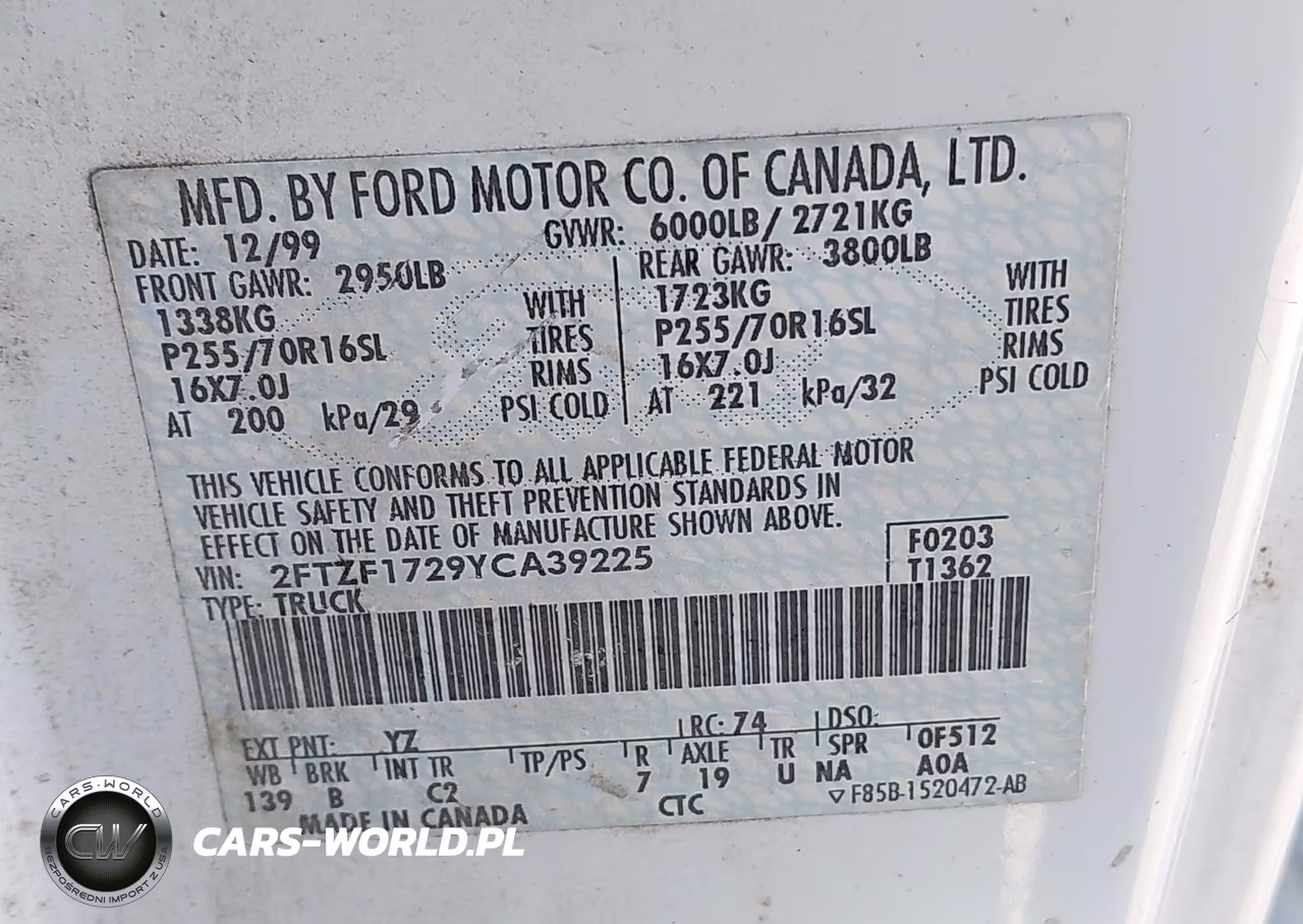 2000 Ford F-150 Work Series-Xl-Xlt VIN:2FTZF1729YCA39225 - 9
