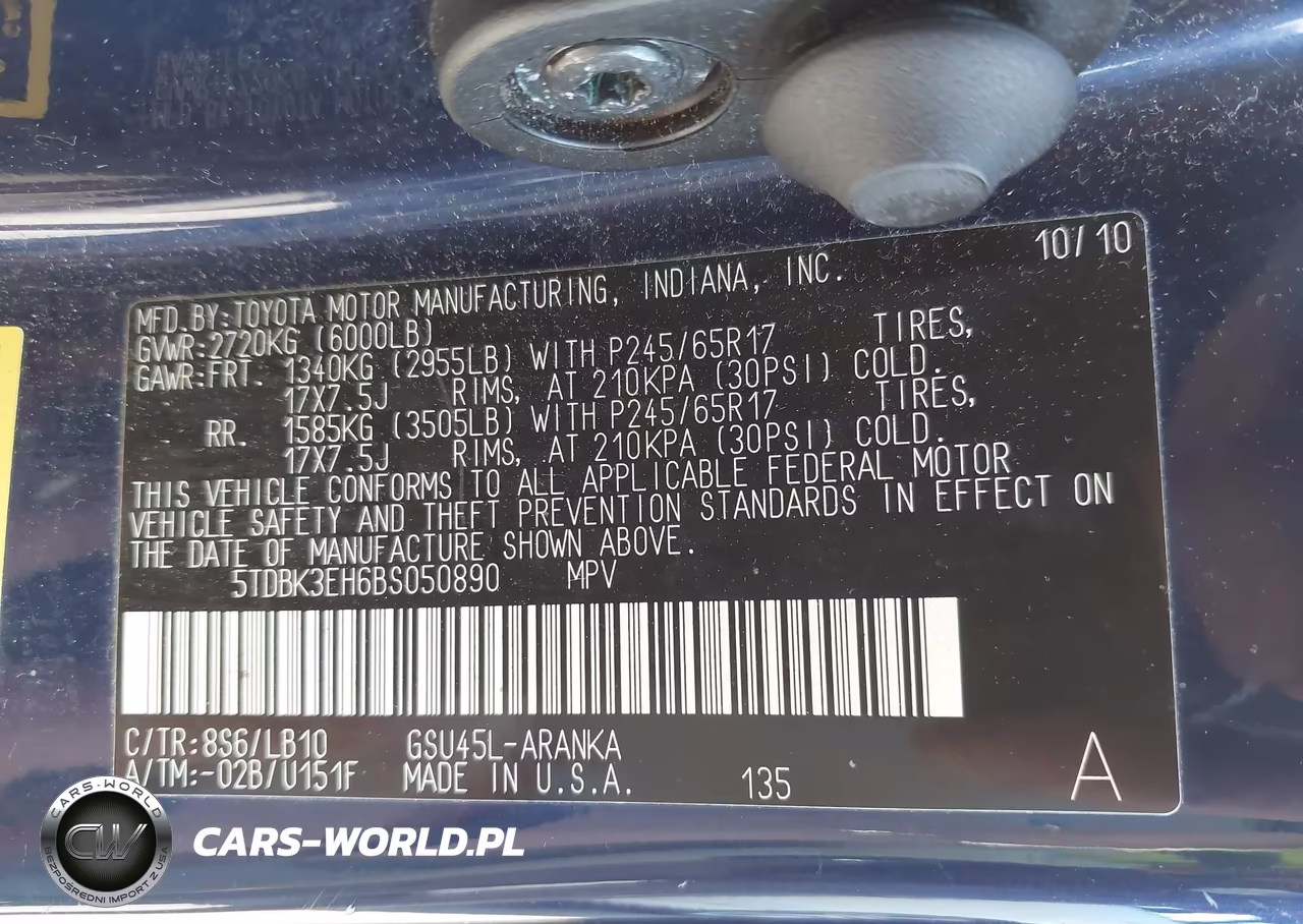 2011 Toyota Highlander Se V6 VIN:5TDBK3EH6BS050890 - 9