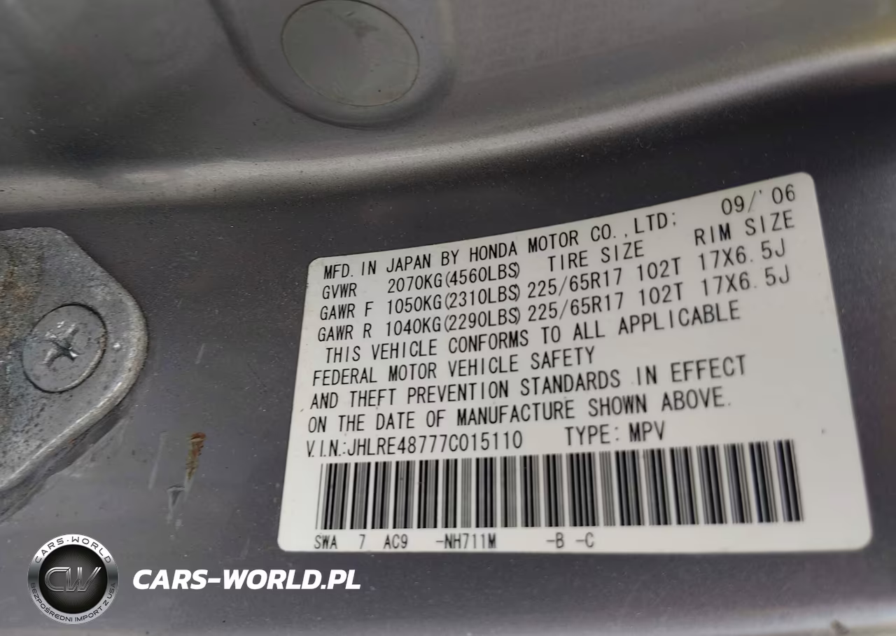 2007 Honda Cr-V Ex-L VIN:JHLRE48777C015110 - 9