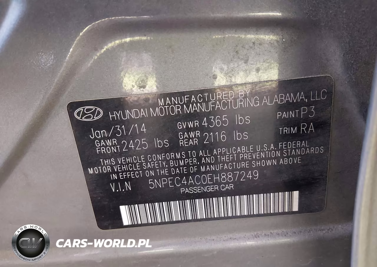 2014 Hyundai Sonata Limited VIN:5NPEC4AC0EH887249 - 9