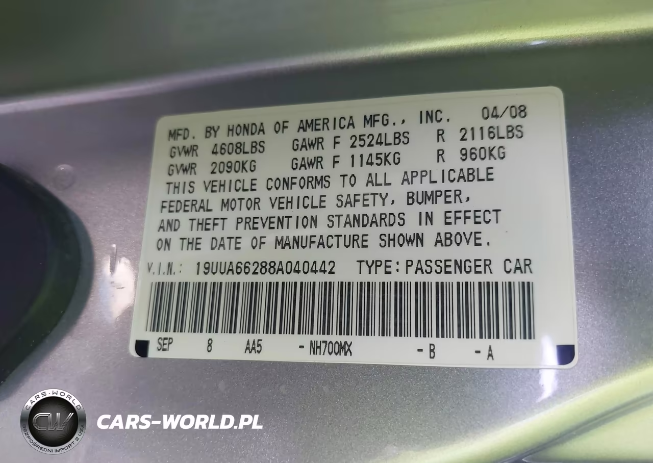 2008 Acura Tl 3.2 VIN:19UUA66288A040442 - 9