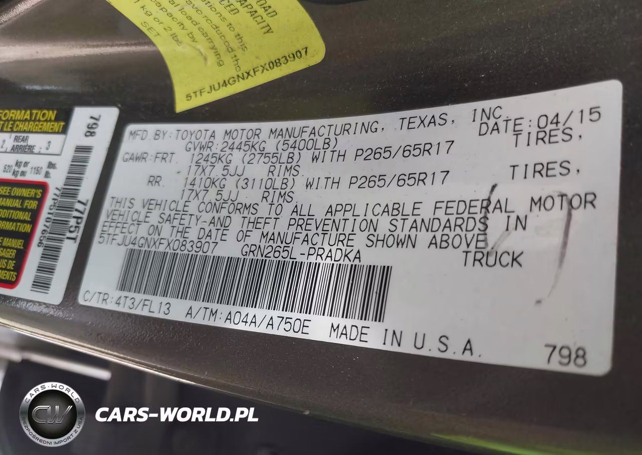 2015 Toyota Tacoma Prerunner V6 VIN:5TFJU4GNXFX083907 - 9