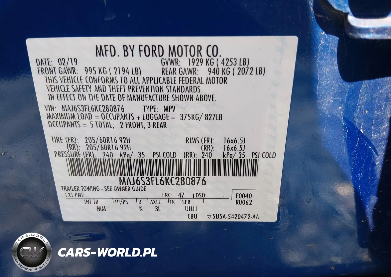 2019 Ford Ecosport S VIN:MAJ6S3FL6KC280876 - 9