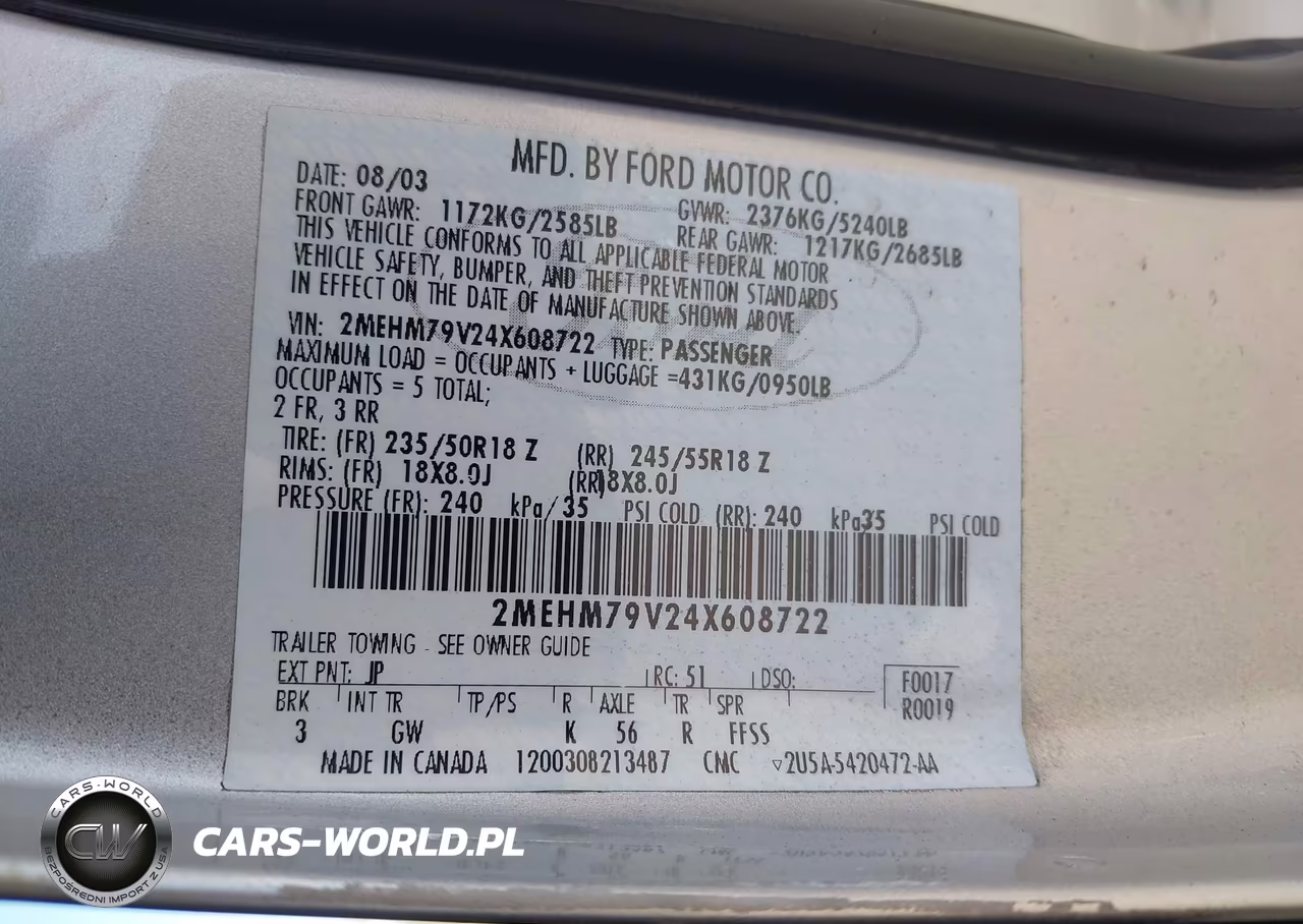 2004 Mercury Marauder VIN:2MEHM79V24X608722 - 9