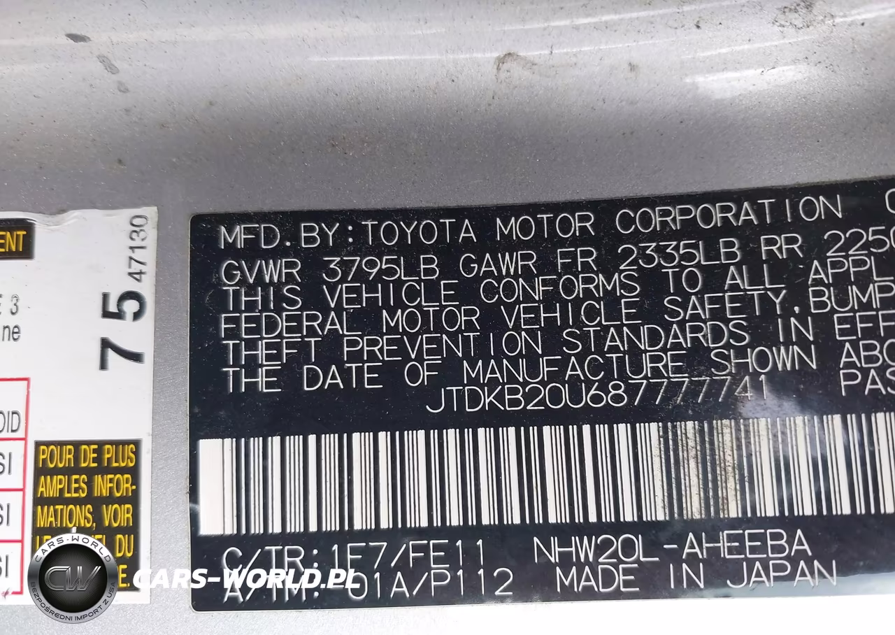 2008 Toyota Prius VIN:JTDKB20U687777741 - 9