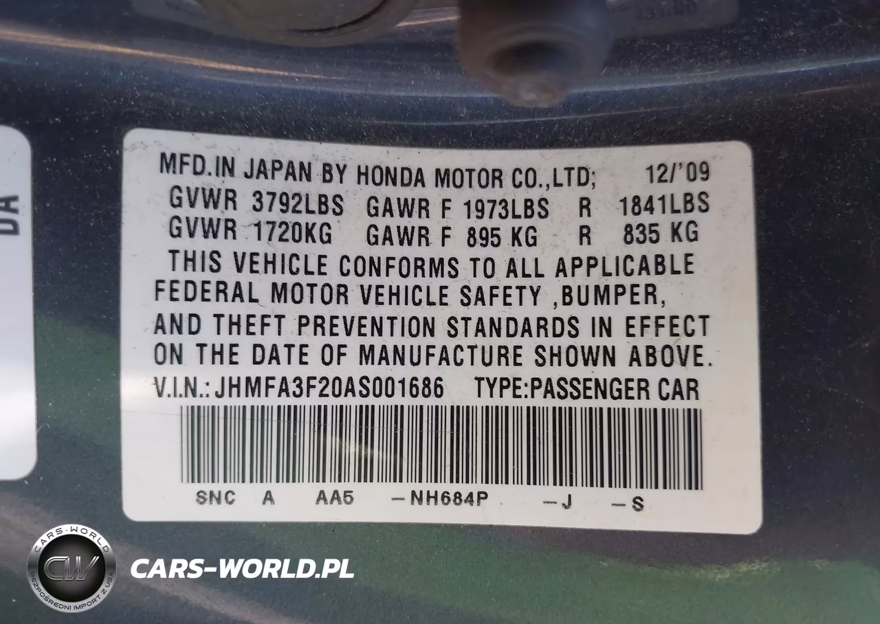 2010 Honda Civic Hybrid VIN:JHMFA3F20AS001686 - 9