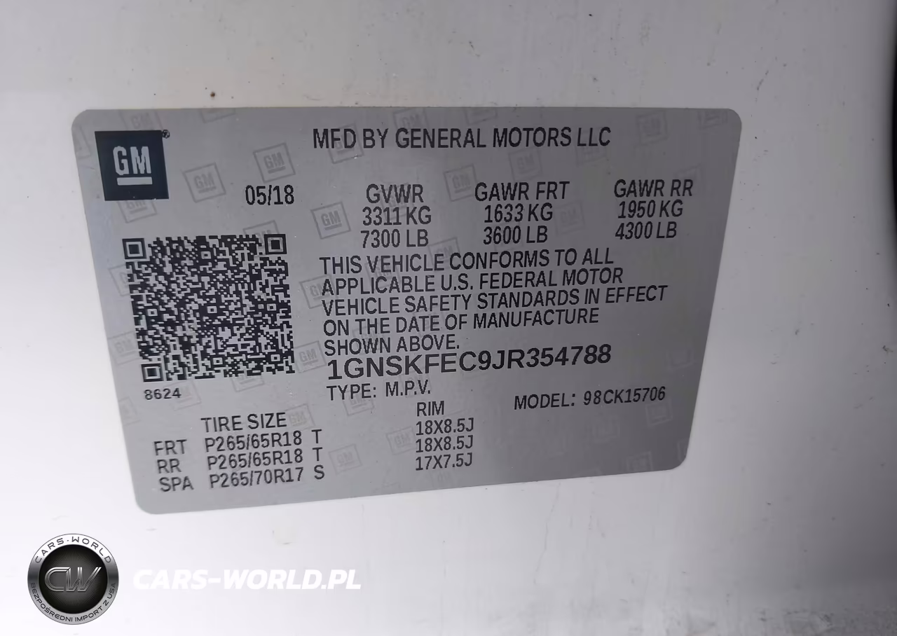 2018 Chevrolet Tahoe Commercial Fleet VIN:1GNSKFEC9JR354788 - 9