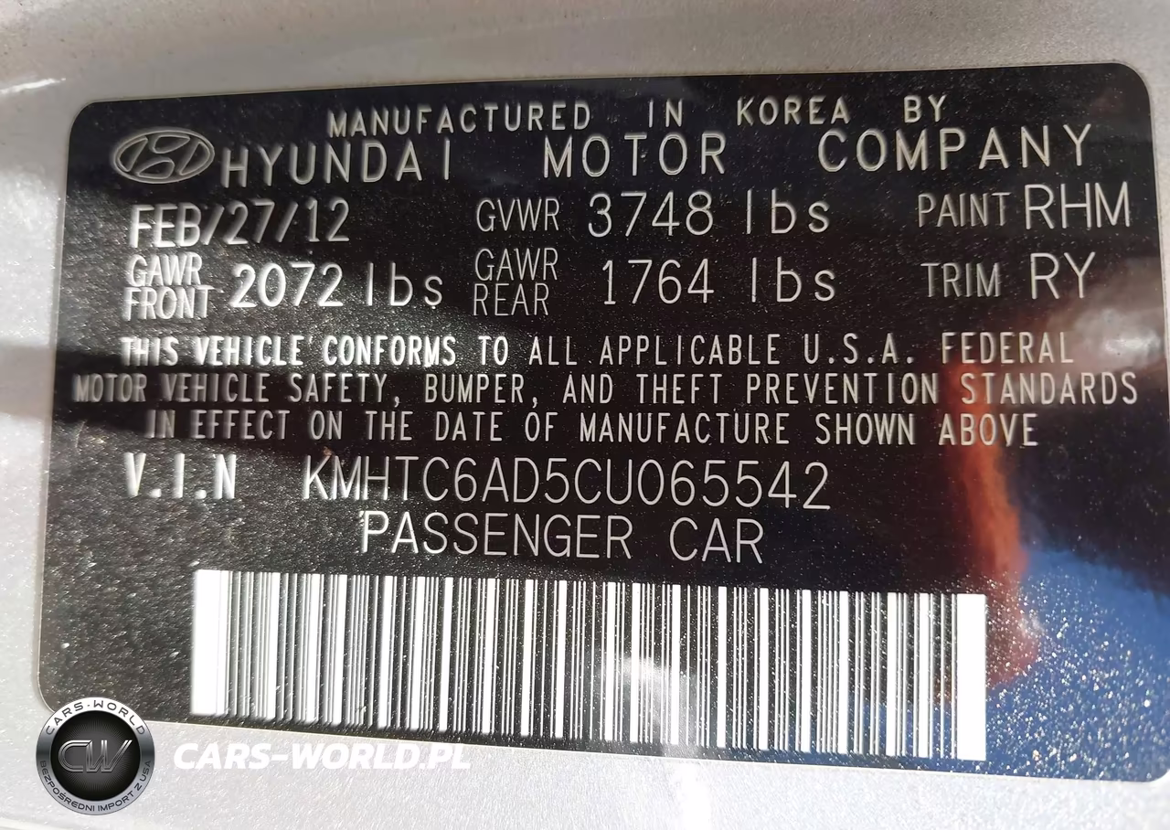2012 Hyundai Veloster Base W-Black VIN:KMHTC6AD5CU065542 - 9