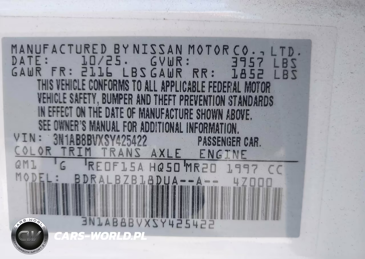 2025 Nissan Sentra S VIN:3N1AB8BVXSY425422 - 9