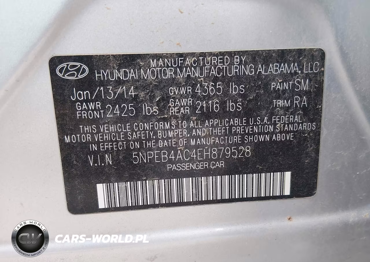 2014 Hyundai Sonata Gls VIN:5NPEB4AC4EH879528 - 9