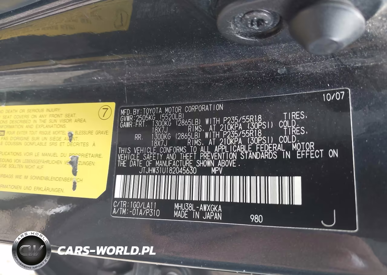 2008 Lexus Rx 400H VIN:JTJHW31U182045630 - 9