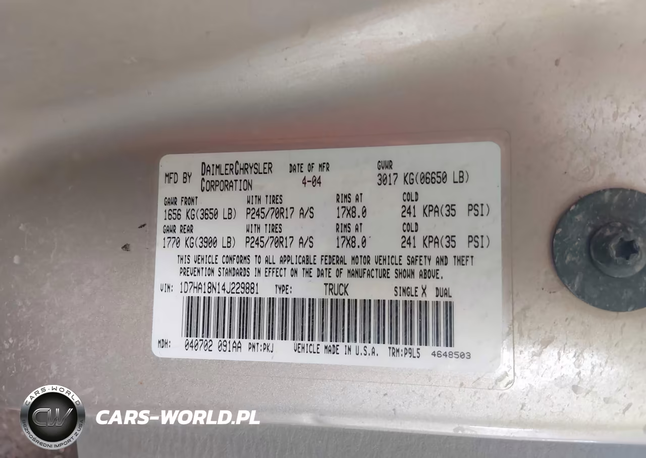 2004 Dodge Ram 1500 St VIN:1D7HA18N14J229881 - 9