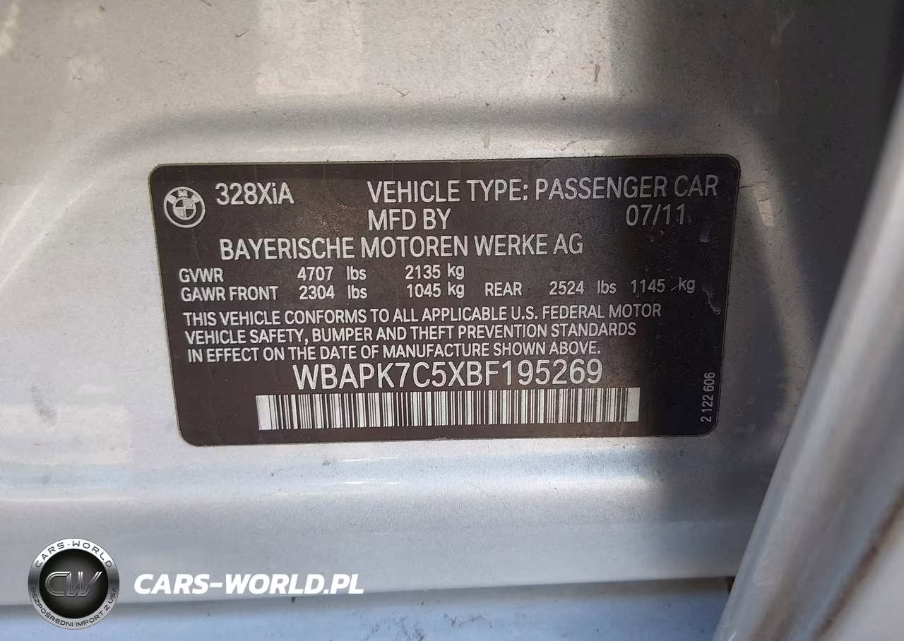 2011 BMW 328I xDrive VIN:WBAPK7C5XBF195269 - 9