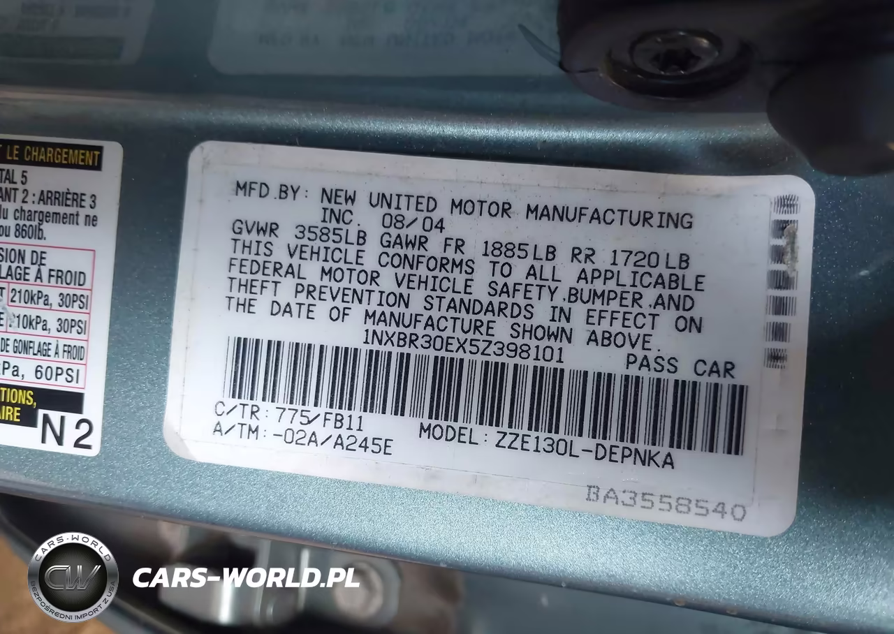 2005 Toyota Corolla Le VIN:1NXBR30EX5Z398101 - 9