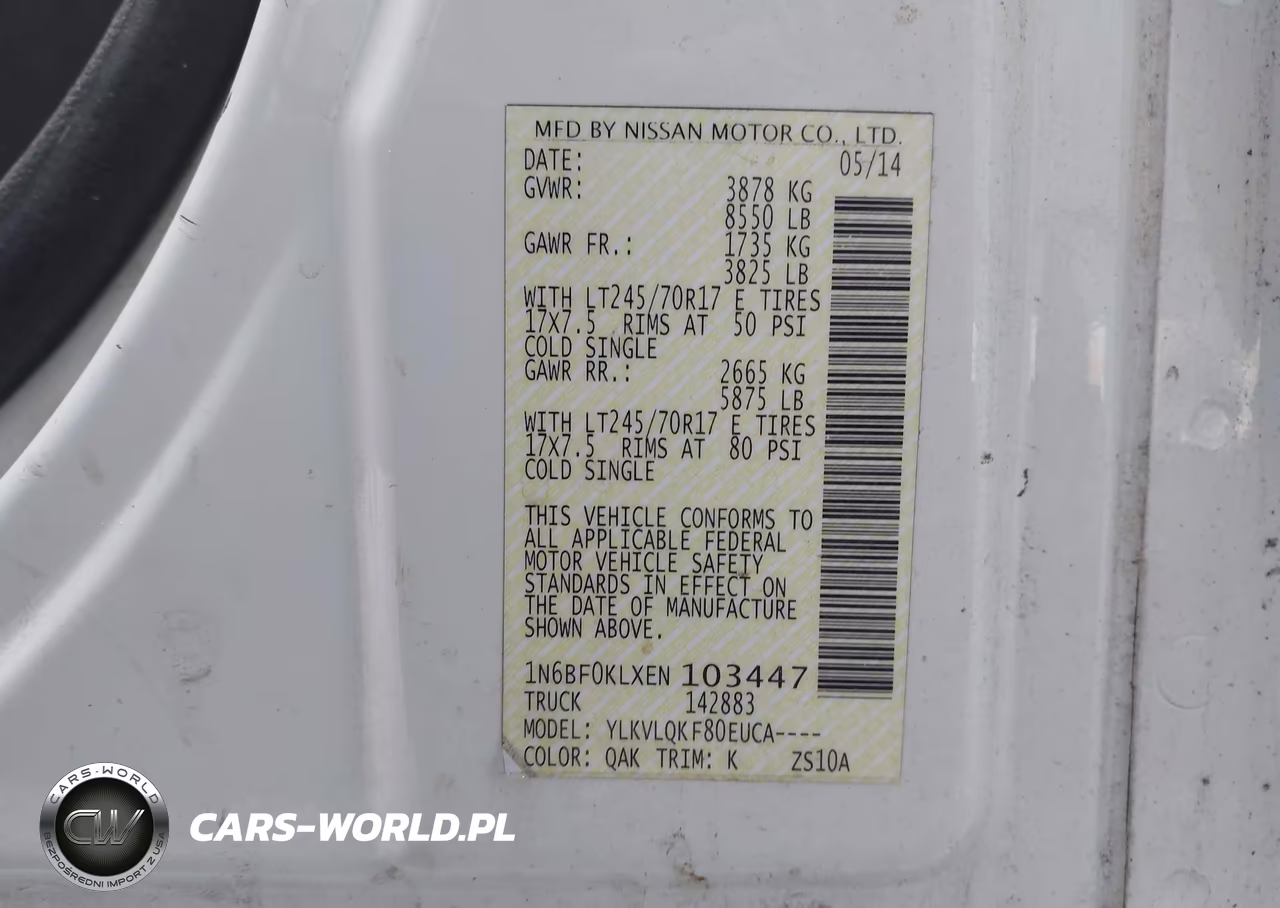 2014 Nissan Nv Cargo Nv1500 S V6 VIN:1N6BF0KLXEN103447 - 9