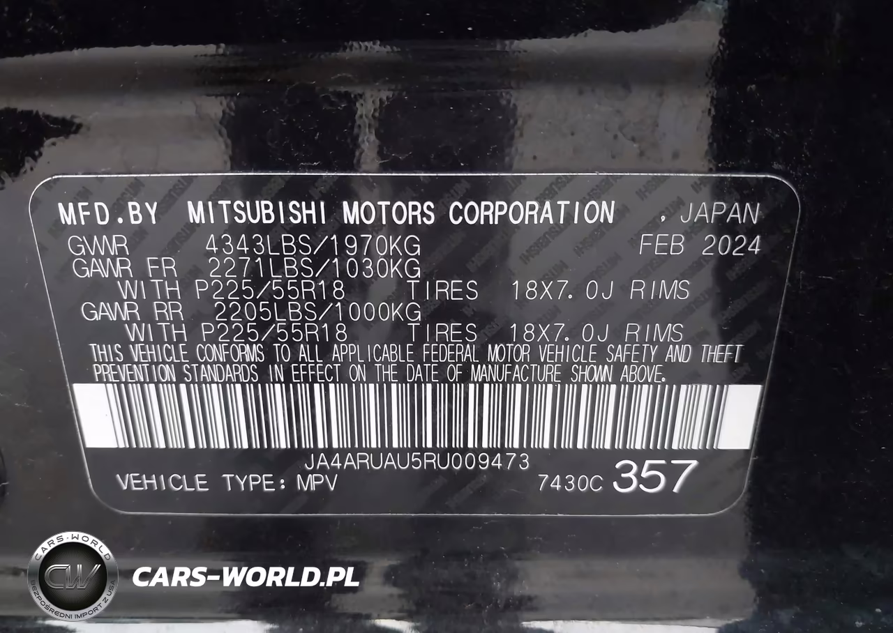 2024 Mitsubishi Outlander Sport 2.0 Es Awc-2.0 Le Awc-2.0 Ralliart Awc-2.0 S Awc-2.0 Se Awc-2.0 Trail Edition Awc VIN:JA4ARUAU5RU009473 - 9