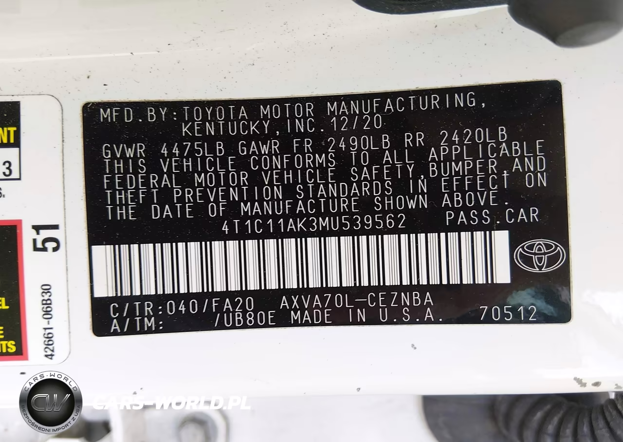 2021 Toyota Camry Le VIN:4T1C11AK3MU539562 - 9