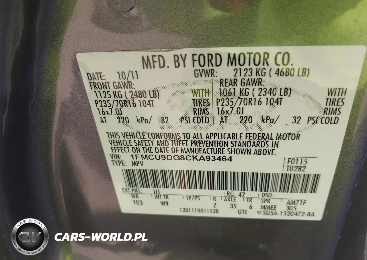 2012 Ford Escape Xlt VIN:1FMCU9DG8CKA93464 - 9