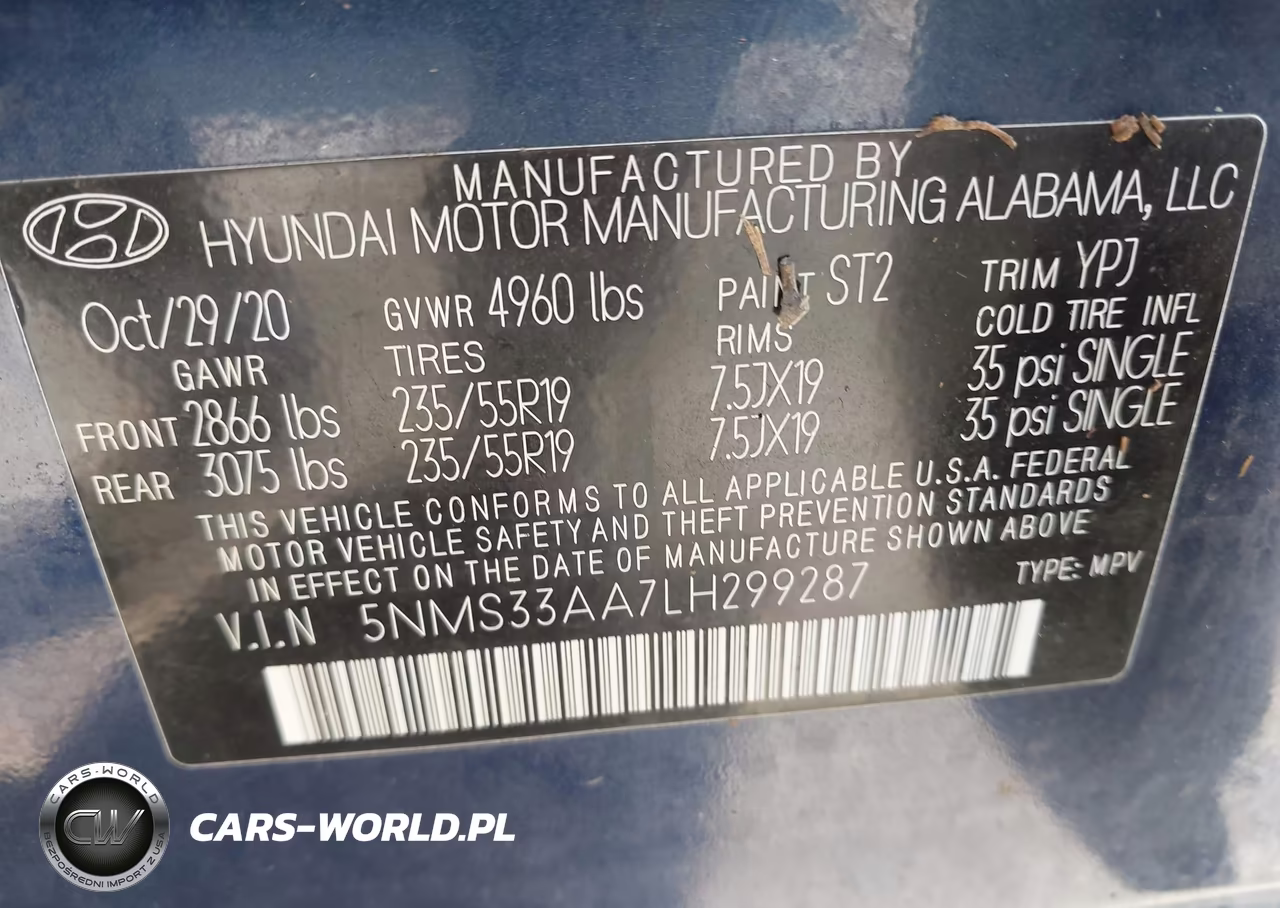 2020 Hyundai Santa Fe Sel 2.0T VIN:5NMS33AA7LH299287 - 9