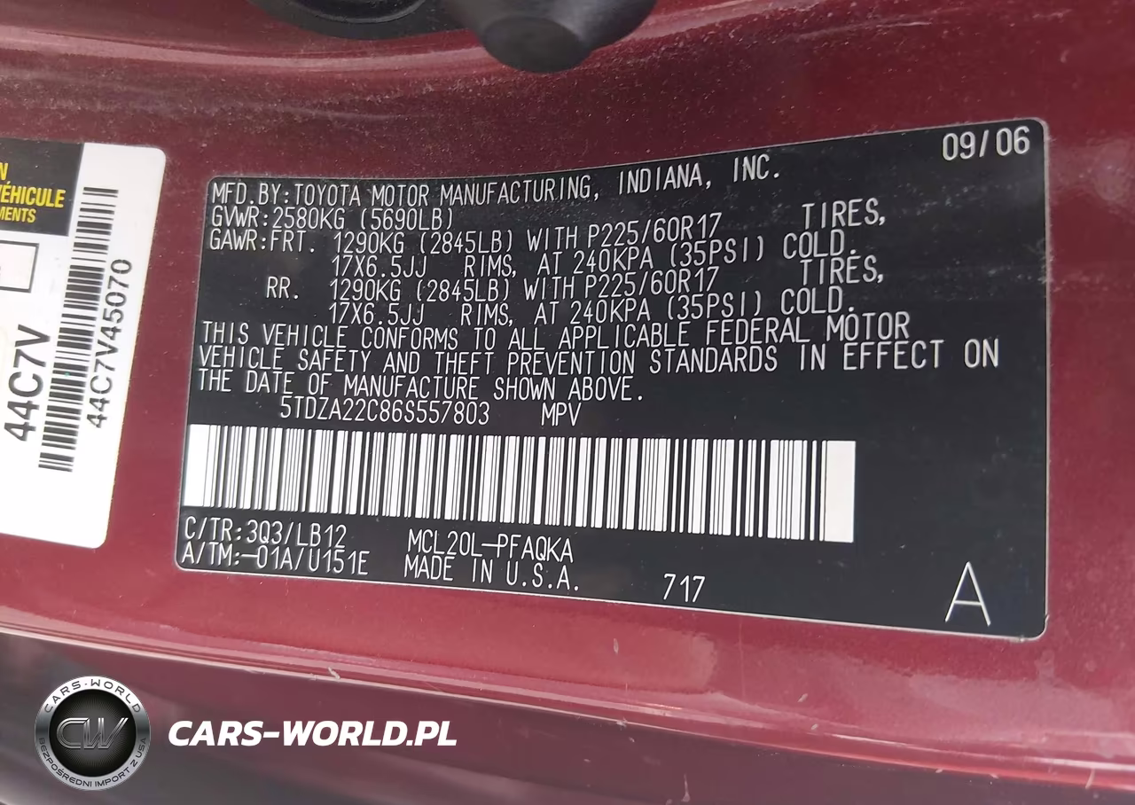 2006 Toyota Sienna Xle Limited VIN:5TDZA22C86S557803 - 9