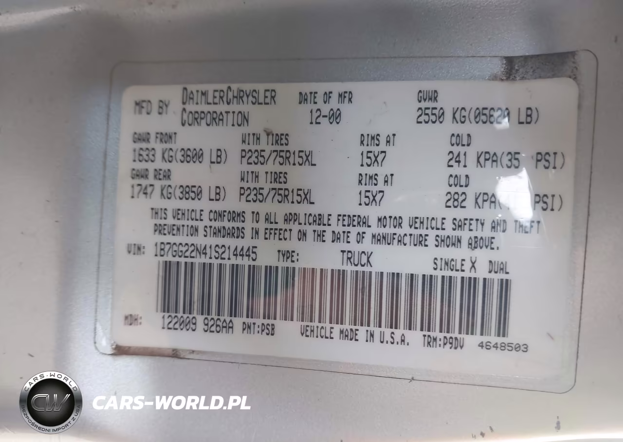 2001 Dodge Dakota Slt-Sport VIN:1B7GG22N41S214445 - 9
