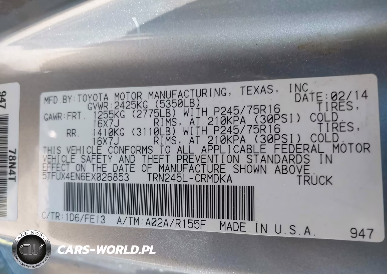 2014 Toyota Tacoma VIN:5TFUX4EN6EX026853 - 9