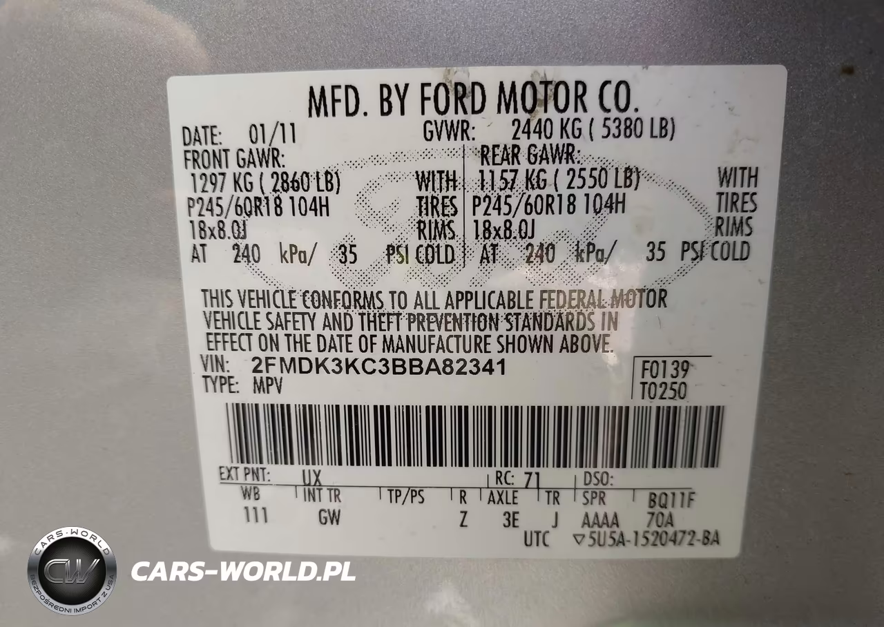 2011 Ford Edge Limited VIN:2FMDK3KC3BBA82341 - 9