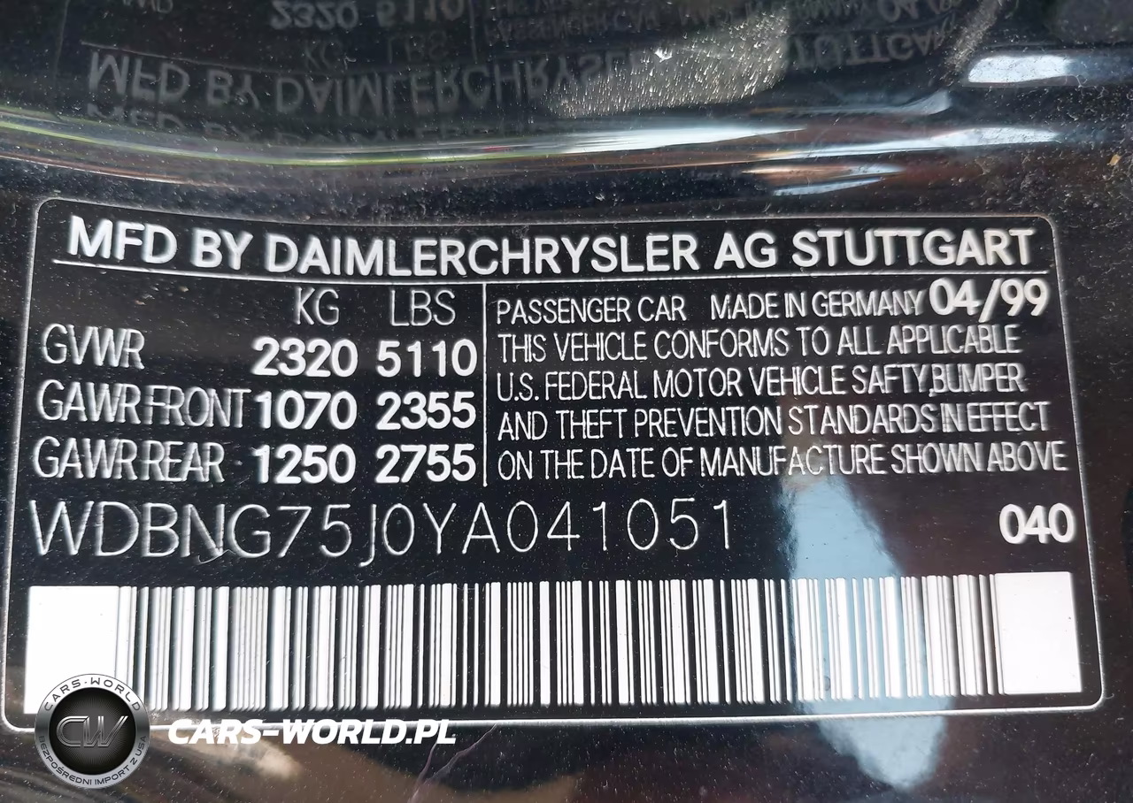 2000 Mercedes-Benz S 500 VIN:WDBNG75J0YA041051 - 9