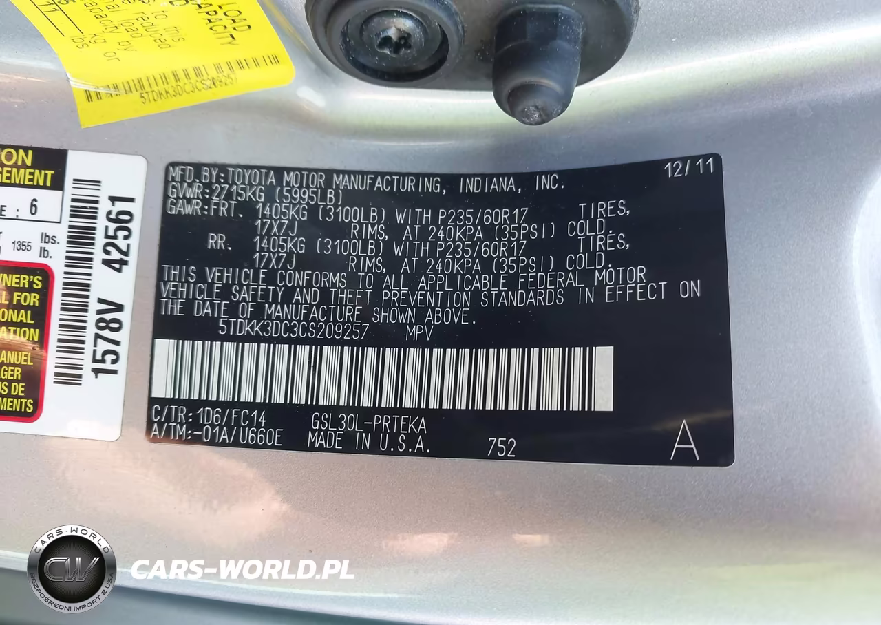 2012 Toyota Sienna Le V6 8 Passenger VIN:5TDKK3DC3CS209257 - 9