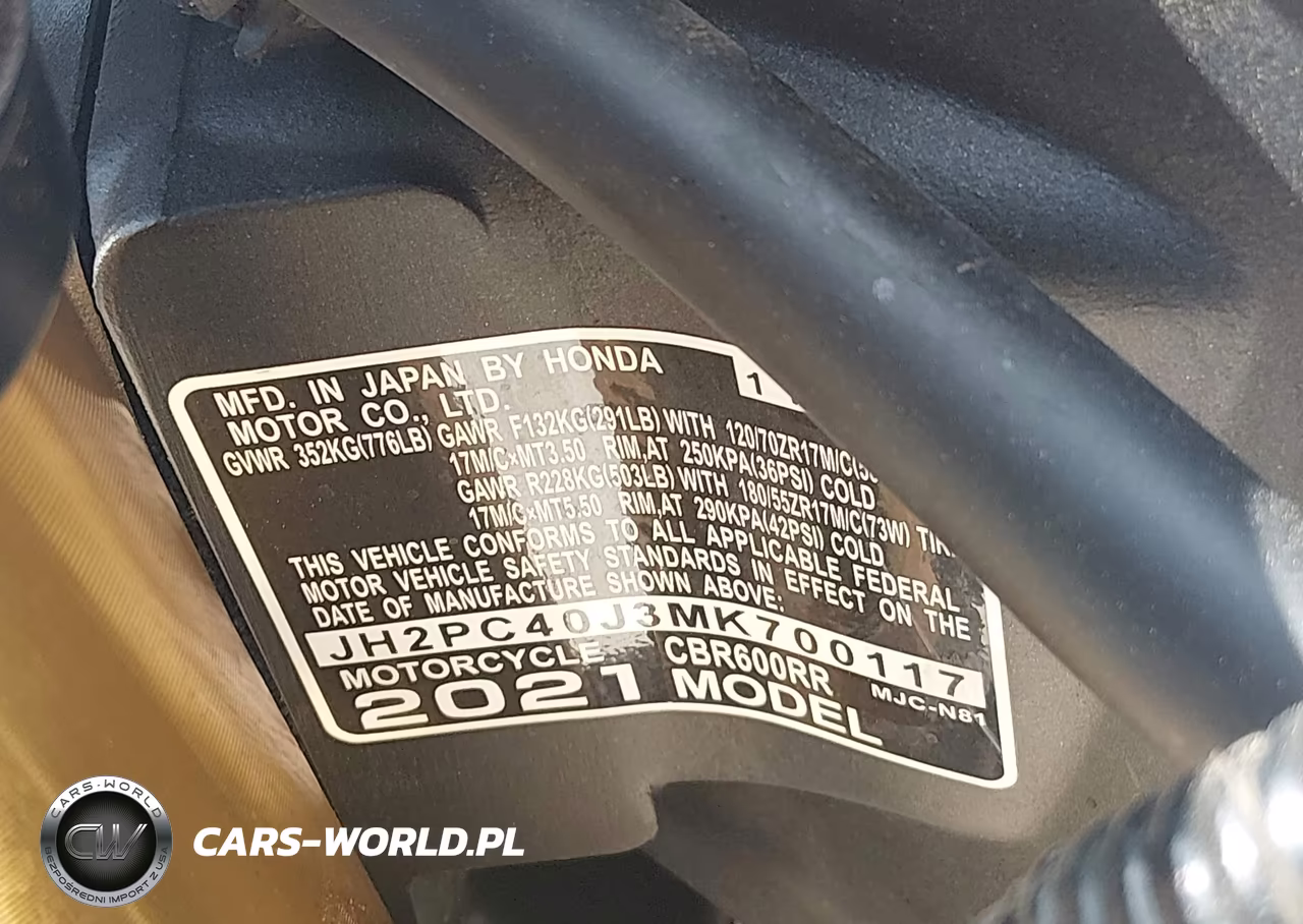 2021 Honda Cbr600 Rr VIN:JH2PC40J3MK700117 - 10