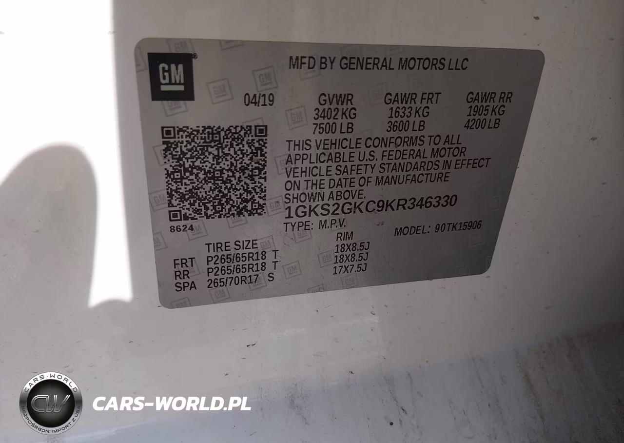 2019 GMC Yukon Xl Slt VIN:1GKS2GKC9KR346330 - 9