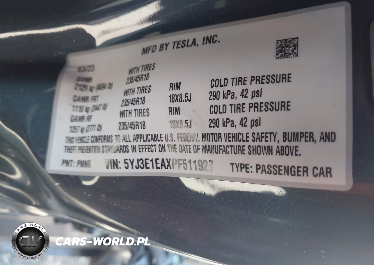 2023 Tesla Model 3 Rear-Wheel Drive VIN:5YJ3E1EAXPF511927 - 9
