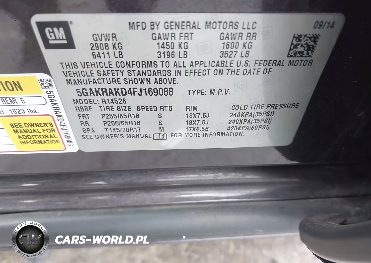 2015 Buick Enclave Convenience VIN:5GAKRAKD4FJ169088 - 9
