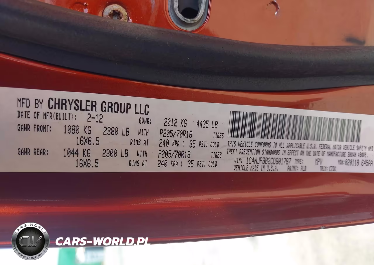 2012 Jeep Patriot Sport VIN:1C4NJPBB2CD601787 - 9
