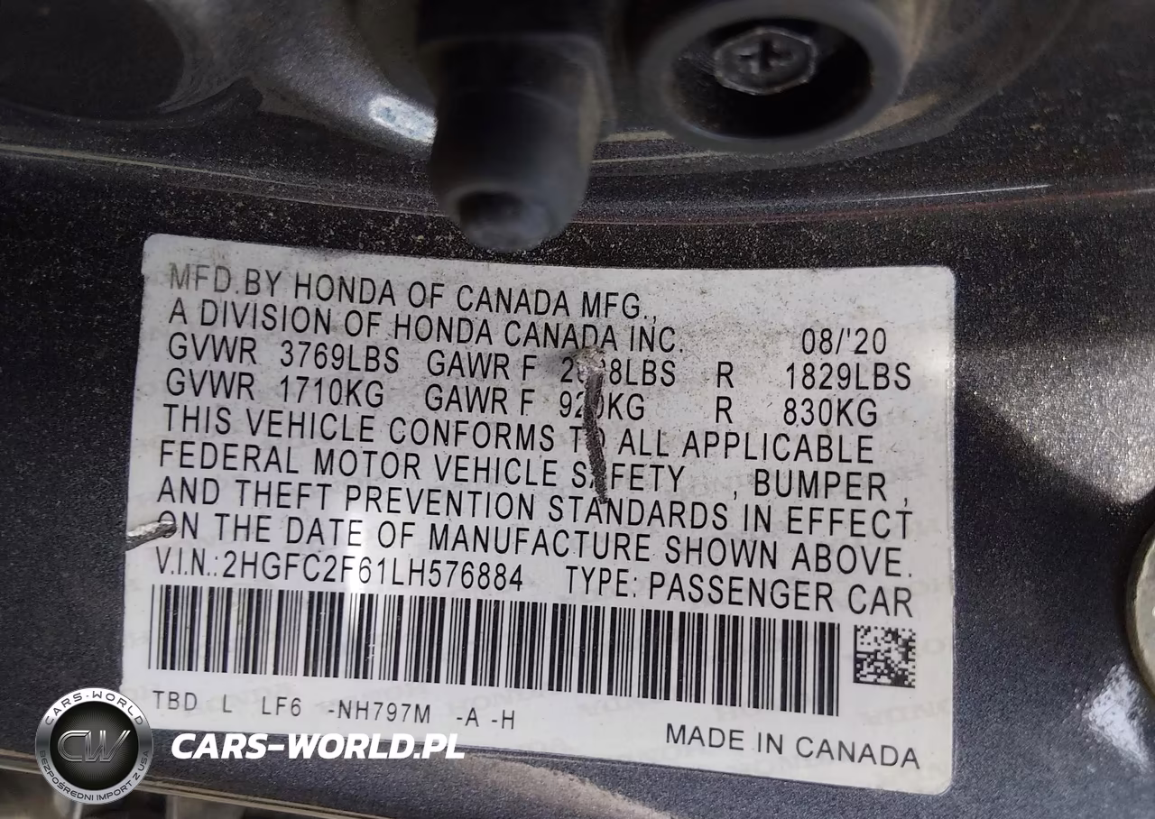 2020 Honda Civic Lx VIN:2HGFC2F61LH576884 - 9