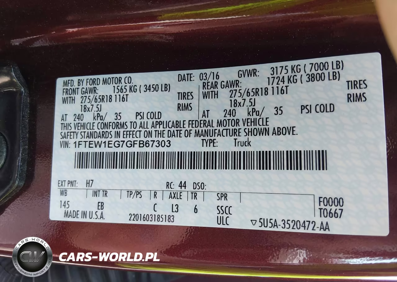 2016 Ford F-150 Lariat VIN:1FTEW1EG7GFB67303 - 9