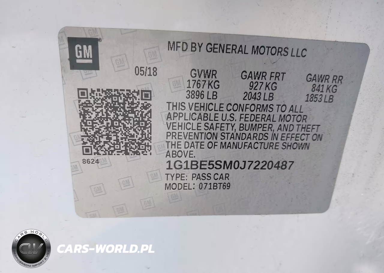 2018 Chevrolet Cruze Lt Auto VIN:1G1BE5SM0J7220487 - 9